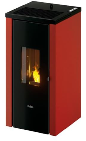 EIDER BIOMASA – Estufa de Pellets 8 Kw– Estufa de pellet bajo consumo – Depósito 15kg - Silenciosa – Doble Cámara– Sistema Cristal Limpio – automática – Superf calefac 150m3–Burdeos