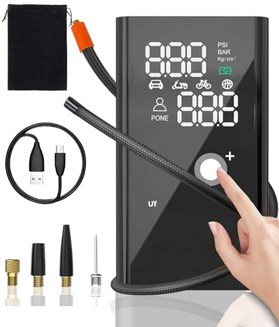 yanace 8400mAh Compressore Aria Portatile, Velocità 4X, 150PSI Gonfiatore Elettrico Portatile a Batteria, Mini Compressore Portatile Gomme Auto, Pompa Elettrica per Bicicletta, Moto, Bici, Palloni,SUV