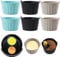 Baketron 6PCS Moule Silicone Air Fryer,Plat Pour Friteuse Sans Huile,Mafin Coupe Moule,Moule Pour Gâteau Au Four,Moule à Tarte Aux Oeufs，Air friteuse Accessoires, Silicone Bakeware，Noir + gris + bleu