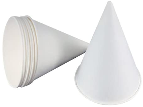 100 Count White Paper Cone Cups, 5oz Snow Cone Cups for Shaved Ice, Smoothies, Office Water