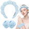 Spa Stirnband Damen Make Up Haarband Abschmink Haarband Schwamm Stirnband Skincare Headband Skincare mit Handgelenk Waschband für Spa Abschminken Gesicht Waschen Duschen Sport Hautpflege (Blau)
