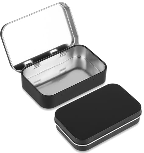 Qianyu Boîtes en tôle avec couvercle - Petite boîte en métal rectangulaire - Mini boîte de rangement vide à charnière - Boîtes en métal pour bonbons et petits objets