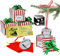 Polar Express Dekorationen Geschenk-Box, Weihnachtsglocke, Ornamente, Schlittenglocke mit personalisiertem Zugticket und roter Tasche, 4 Stück