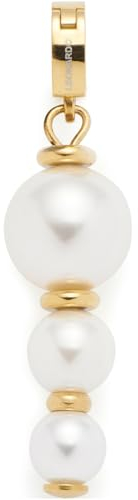 JEWELS BY LEONARDO Anhänger Clip & Mix Boa, Ketten-Anhänger aus goldfarbenem Edelstahl, drei Imitationsperlen im Wechsel mit goldfarbenen Plättchen, Schmuck Geschenk für Frauen, 024424