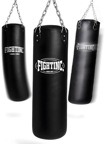 Fightinc. Boxsack Classic GEFÜLLT/UNGEFÜLLT/MIT FÜLLUNG 80 100 120 150 180 cm bis 50kg ideal für Jugend & Erwachsene Kampfsport Training (MIT FÜLLUNG, 80cm)