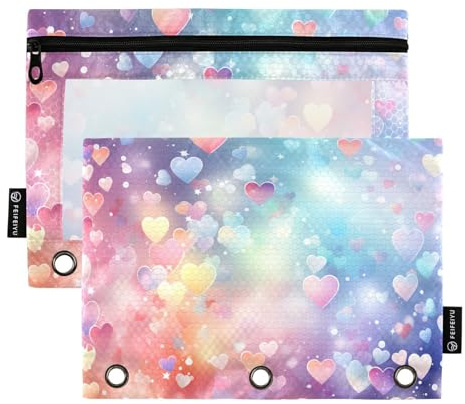 KLL Heart Bubble Dream Federmäppchen mit 3 Löchern für 3 Ringe, Ordner, Etui mit drei Ringen für Untersuchung, Zuhause, Reisen, Karten, Aufbewahrungsbehälter