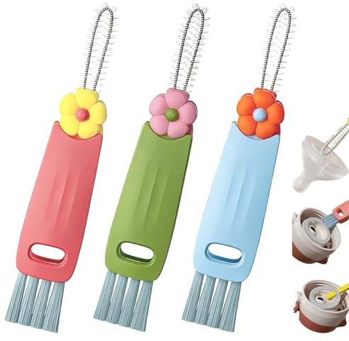 3 Stück 3 in 1 Tassendeckel-Reinigungsbürste, Becherdeckel-Reinigungsbürste, Tasse Lücke Becherdeckel-Reiniger, Tragbarer Flaschendeckel, Cup Lid für Zuhause und Küche, Gründliche Flaschenspalten