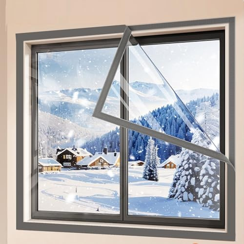 Fensterfolie Winters Isolierung Wärmeschutzfolie Wärmeschutzvorhang Fenster Wärmedämmung Wärmeschutz Window Insulation for Winters 145x145cm Grau(Grau,130x160cm(51.2x63.0in))