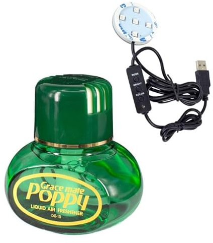 Original Poppy Lufterfrischer mit RGB-LED-Variante 150 ml – für Lkw & Pkw, 150 ml, verschiedene Düfte (Kieferduft mit Beleuchtung)