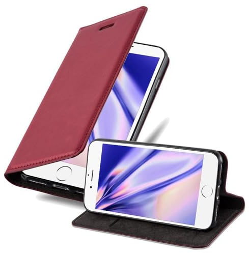 Cadorabo Hülle kompatibel mit Apple iPhone 7 Plus / 7S Plus / 8 Plus aus Kunst Leder Flip Klappbare Magnetische [Kartenfächern] Cover Hülle für iPhone 7 Plus / 7S Plus / 8 Plus Tasche in Rot