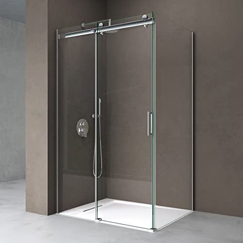 doporro Duschkabine 70x105x195cm Duschabtrennung mit Schiebetür ESG-Sicherheitsglas Klarglas inkl. beidseitiger Easy-Clean-Beschichtung Ravenna17