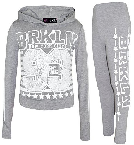 A2Z 4 Kids Girls Top Kids Designer's Brooklyn 93 Trendy Hooded Crop Top T Shirt Fashion Legging Lounge Wear Set Age 7-13 Years