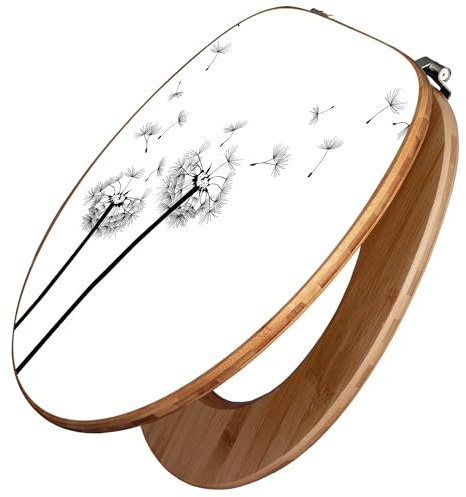banjado Design WC Sitz Bambus 45x37,5cm / Toilettendeckel Holz/hochwertiger Toilettensitz/Bambus-Toilettendeckel für alle gängigen Toiletten - Pusteblume 2