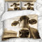 ZORMIEY Bettwäsche - Bettwäscheset Berg Brown ALM lustige Kuh Kaisergebirge Bauernhof Alpen Österreich Autumn Bull Cattle Design Mikrofaser weich dreiteilig Mit 2 Kissenbezügen 135 * 200