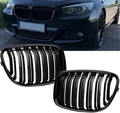 Doppelsteg Kühlergrill Schwarz Glanz Performance kompatibel für BMW 5er F07 GT 08-17 DM-Autoteile 14063
