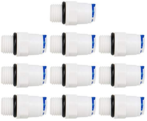 sourcing map Rápida Conexión Agua Purificador Tubo Montajes Empuje Conector Agua Manguera Tubo Juntas para RO Inversa Ósmosis Sistema Recto, 1/4 BSP macho -1/4 Tubo OD