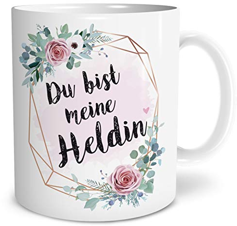 OWLBOOK® Geschenke für Frauen Du bist meine Heldin Tasse mit Spruch Geschenke Geschenkideen für alle Alltagsheldinnen als Dankeschön Hochzeitstag Keramik 300 ml