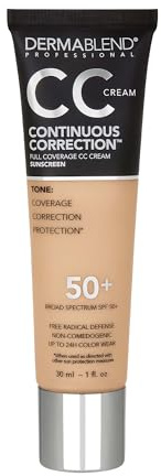 Dermablend Continuous Correction CC Cream - Broad Spectrum SPF 50+ Full Coverage FoundationMakeup and Color Corrector with Up to 24-Hour Color WearNon-Comedogenic - Shade: 35N, 1 fl. oz.