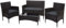 Mendler Poly-Rattan Garnitur HWC-F55, Balkon-/Garten-/Lounge-Set Sofa Sitzgruppe - braun, Kissen dunkelgrau