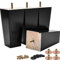 4 inch Pieds De Meubles en Bois, Tchosuz 4 PCS Pieds De Canapé Coniques Carrés Noir avec Protecteurs en Caoutchouc & Vis & M8 Plaques De Montage,Pieds en Bois pour Sofa Cabinet Fauteuil Bricolage