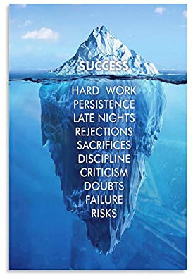 GNKIO Motivational Poster Success Iceberg Leinwand Kunst Poster und Wand Kunst Bild Druck Moderne Familie Schlafzimmer Dekor Poster 24x36inch(60x90cm)