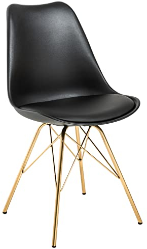 Riess Ambiente Design Stuhl Scandinavia schwarz goldene Beine Esszimmerstuhl Stühle Küchenstuhl Schalenstuhl
