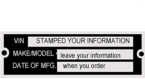 Beyondcity Pre-Engraved Stamped VIN Serial ID Tag Plate Data CAR Truck HOT Rod Equipment Trailer Make/Model