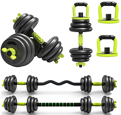 Strongway® Adjustable 6 in 1 Dumbbell Straight and Curl Barbell Kettlebell Push Up Set - 20KG 30KG 40KG SETS - Weight Lifting for Home Gym Fitness