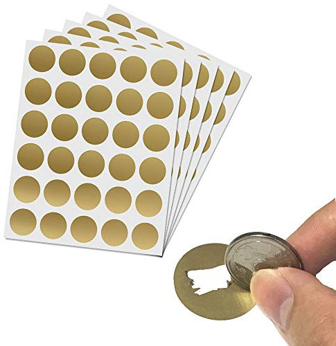 150 Stück, 25mm Rubbel Etiketten Rubbellose Aufkleber, Scratch Sticker - Gold
