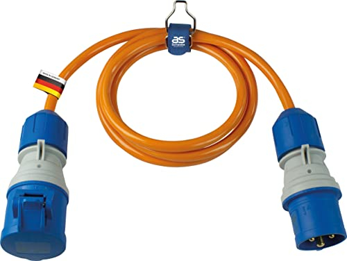as - Schwabe Camping Verlängerungsleitung 1,5 m – 230 V / 16 A / 3-polig – CEE Stecker mit Spannungsanzeige - CEE-Kupplung mit Klappdeckel - Wohnmobil Verlängerung - Made in Germany - IP44, 62430