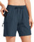 WILLIT Damen Wanderhose Sommer Cargohose schnelltrocknend Wandern Kurz leichte Sport Shorts mit Taschen Navy Blau L