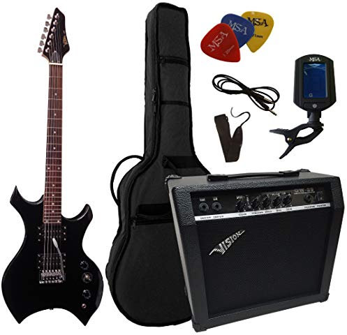 CHITARRE ELETTRICHE HEAVY METAL - CHITARRA ELETTRICA NERO - SET CON AMPLIFICATORE DA 40WATT - BORSA - PLETTRO - ACCORDATORE - TREMOLO