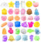 Squishies Kawaii 36 Stück Soft Silikon Spielzeug Anti-Stress Squeeze Mini Squishy Tierspielzeug Squishy Slow Rising Stressabbau