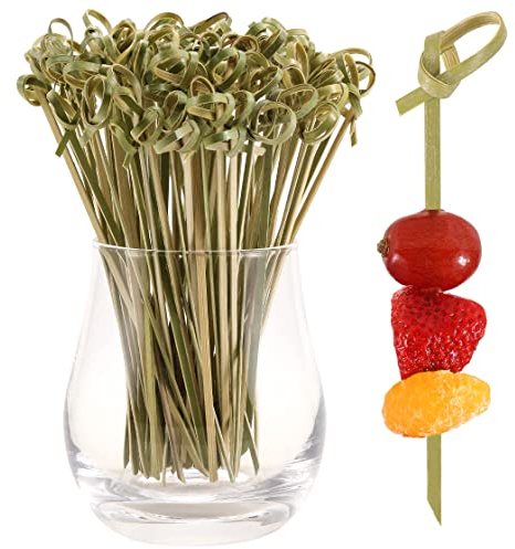 200 PCS Cocktail Picks, 12 CM Toothpicks for Appetizers, Natural Bamboo Knot Skewers, Mini Food Sticks, Fancy Tooth Picks for Drinks,Fruit,Charcuterie,Cocktail Garnish Accessories, Party Supplies