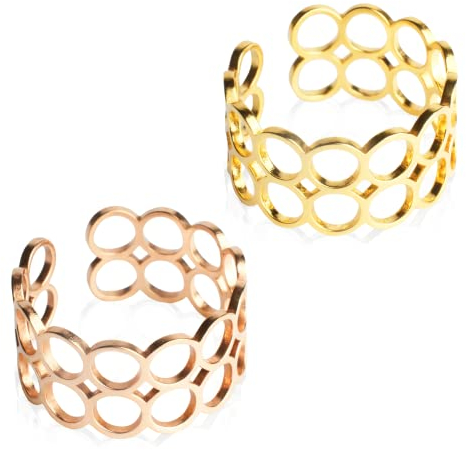 ALEXASCHA Mutter Tochter Geschenk • Ring Set aus 2 Statement Ringen in Gold & Roségold • Muttertagsgeschenk • Schmuckset verstellbar ab Größe 60 (Ø 19 mm)