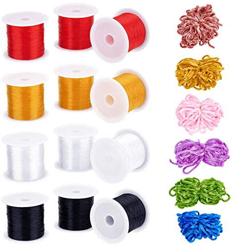 SUPERFINDINGS 12 Rollen 4 Farben DIY Angelgarn Nylondraht Fliegenbindeset Fliegenbindegarn Elastischer Fliegenbindedraht Und 10 Farben 10S Armstrickgarn Für Nasses Trockenes Nymphenfliegenfischen