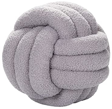 Knot Ball Pillow, Knotted Ball Throw Pillow Ultra Soft Companionship Decorative Hand-woven Knotted Ball Lamb Velvet Sofa Cushion, Knot Cushion, Sofa Pillow Light Grey