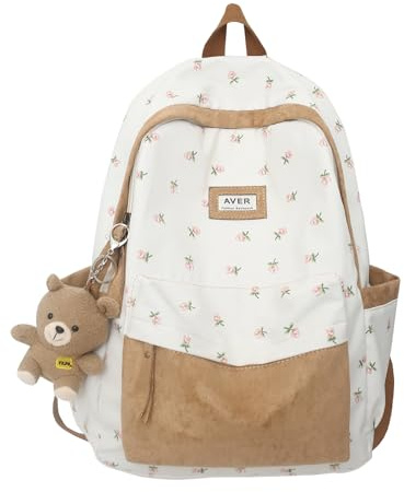 Joli sac à dos 2025 imprimé floral kawaii, style champêtre « cottagecore », sac à dos esthétique pour ordinateur portable