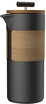 MERAXI Prensador de café y Tetera Simple portátil de Viaje Cerámica Prensa Francesa Olla Cafetera Hecha a Mano Tetera Juego de café (Color : Black, Size : 450ml)