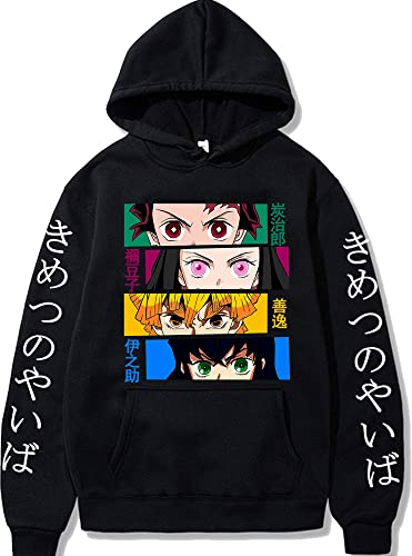 Zhongkaihua Kimetsu No Yaiba Hoodie Anime Kamado Tanjiro/Nezuko/Agatsuma Zenitsu Hoodie Sweatshirt Hooded Pullover Long Sleeve Weatshirts Jacket