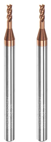 sourcing map 2pcs Square Nose End Mill 4mm Shank 2mm x 8mm AlTiSin Coated Solid Carbide Long Reach Extended Neck 4 Flutes CNC Router Bit Milling Cutter for Stainless Steel Hardened Steel