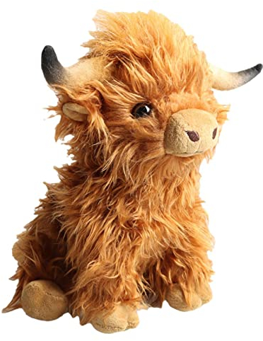 Hochlandkuh Plüschtier, 28cm Highland Cow Plüschtier Highland Kuh Kuscheltier Hochlandrind Stofftier Figur Spielzeug Realistisches Schottisches Hochlandrind Plüschtier Geschenk für Kinder Erwachsene