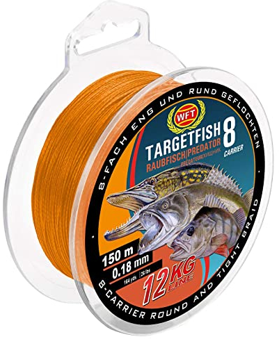 WFT TF8 Raubfisch orange 150m 7KG 0,10 Geflochtene Angelschnur