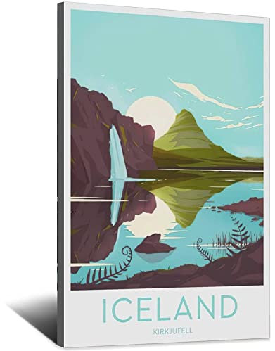 Enartly Leinwand Bilder Island Kirkjufell Drucken Bilderbilder für Wohnzimmer Schlafzimmer Dekoration 50x70cm Kein Rahmen