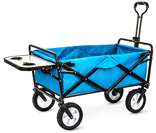 Carretillas de mano plegables y portátiles, de cuatro ruedas for exteriores, picnic, supermercado, pesca, compras de comestibles, carrito de compras for acampar, carrito con mesa, carritos plegables c