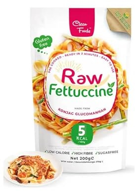 3 x CleanFoods 5 caloria Konjac tagliatelle l Fettuccine confezione da 200g I Konjac Glucomannano I vegano senza glutine senza grassi senza zucchero I pronto in 2 minuti