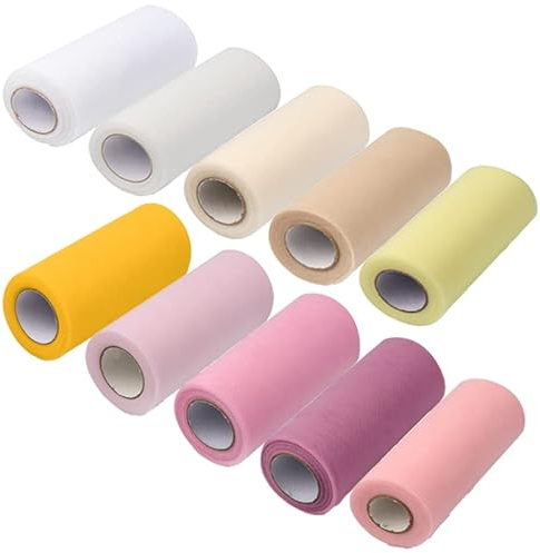 SIGANDG Tulle Rouleaux pour DIY Tutu Arcs Baby Shower Fête D'anniversaire Fournitures De Fête De Mariage Rouleaux De Tulle（10 Rouleaux）