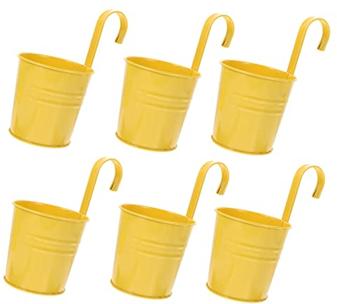 OFFSCH 6 vasi da appendere in ferro con ganci per ringhiere recinzioni e balconi, fioriere decorative per giardino e patio