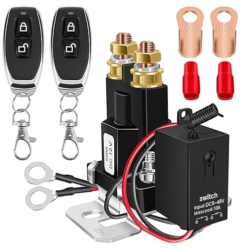 Batterie Trennschalter 12V Batterieschalter Auto Batterieschalter 12V 500A Batterie Schalter 12v Mit 2 Fernbedienungen für Auto LKW Motorrad Wohnmobil(500A)
