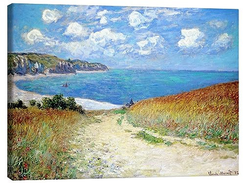 Posterlounge Strandweg durch den Weizen bei Pourville Leinwandbild von Claude Monet 70 x 50 cm Türkis Wandbilder Wanddeko